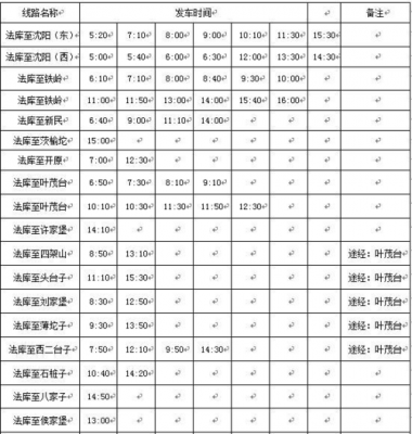 沈阳到法库的客车时刻表（沈阳至法库客车时刻表）